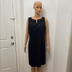 Bob Mackie Black Midi Dress Size 10 Sequins VNeck Sleeveless Timeless Elegance